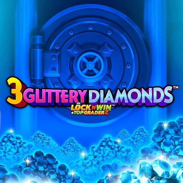 Official Slots logo: 3 Glittery Diamonds by PearFiction Studios at Spinfin Casino