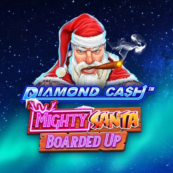 Diamond Cash Mighty Santa Boarded Up slot visual from Greentube available on spinfin.eu