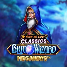 Slots logo of Fire Blaze Blue Wizard Megaways from Rarestone Gaming at Spinfin Casino